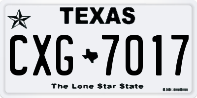 TX license plate CXG7017