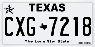 TX license plate CXG7218
