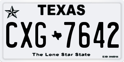 TX license plate CXG7642