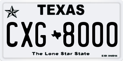 TX license plate CXG8000