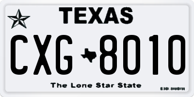 TX license plate CXG8010