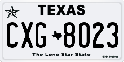 TX license plate CXG8023