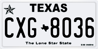 TX license plate CXG8036