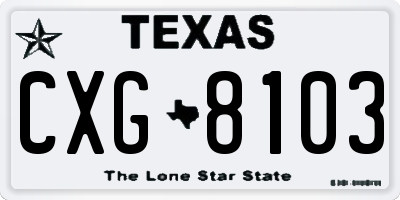 TX license plate CXG8103