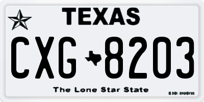 TX license plate CXG8203
