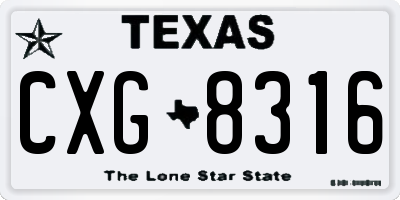 TX license plate CXG8316