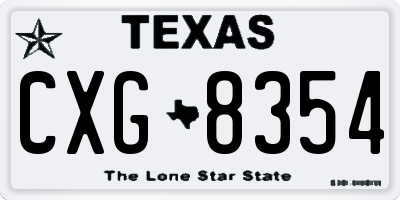 TX license plate CXG8354