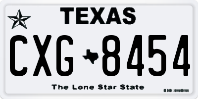 TX license plate CXG8454