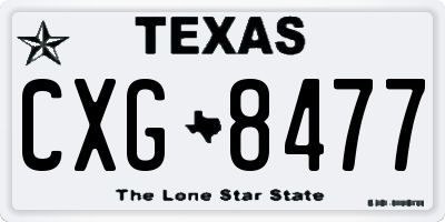 TX license plate CXG8477
