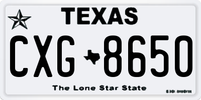 TX license plate CXG8650