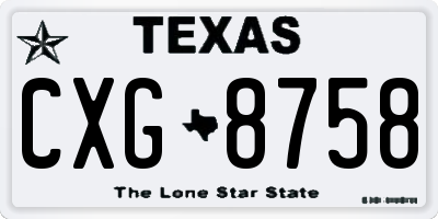 TX license plate CXG8758