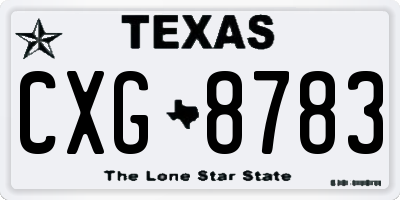 TX license plate CXG8783