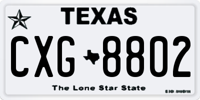 TX license plate CXG8802