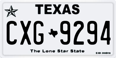 TX license plate CXG9294