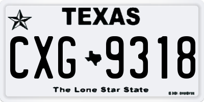 TX license plate CXG9318