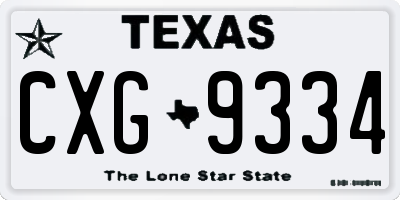 TX license plate CXG9334