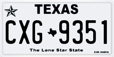 TX license plate CXG9351