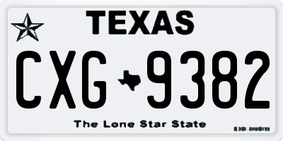 TX license plate CXG9382