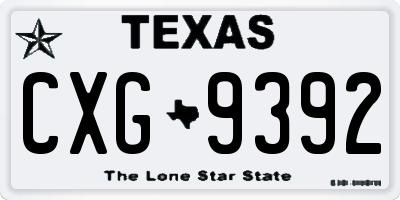 TX license plate CXG9392