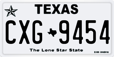 TX license plate CXG9454