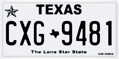 TX license plate CXG9481