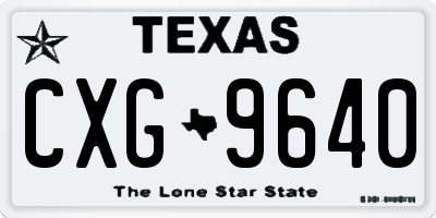 TX license plate CXG9640
