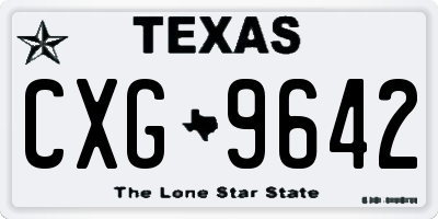 TX license plate CXG9642