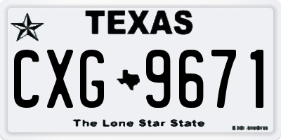 TX license plate CXG9671