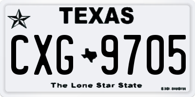 TX license plate CXG9705