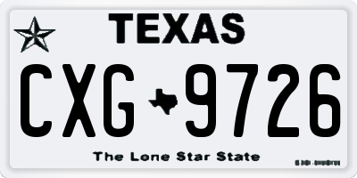 TX license plate CXG9726