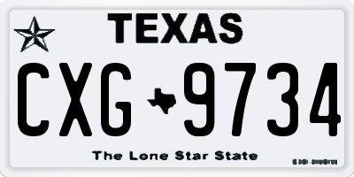 TX license plate CXG9734