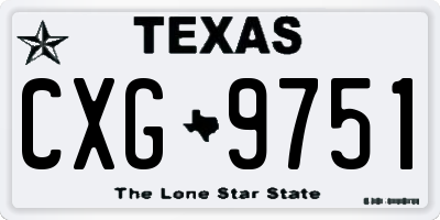 TX license plate CXG9751
