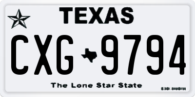 TX license plate CXG9794