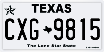 TX license plate CXG9815