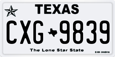 TX license plate CXG9839