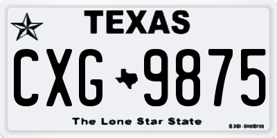 TX license plate CXG9875