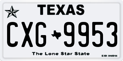 TX license plate CXG9953