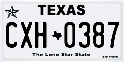 TX license plate CXH0387
