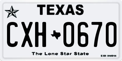 TX license plate CXH0670