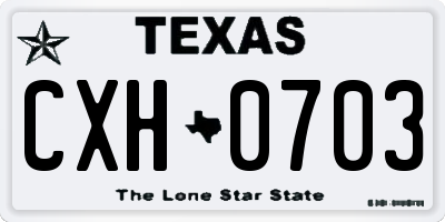 TX license plate CXH0703