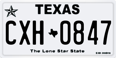 TX license plate CXH0847