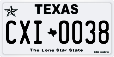 TX license plate CXI0038