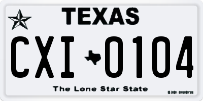 TX license plate CXI0104