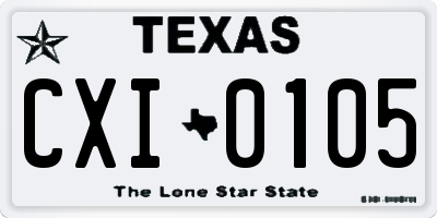 TX license plate CXI0105