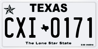 TX license plate CXI0171