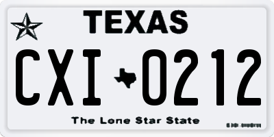 TX license plate CXI0212