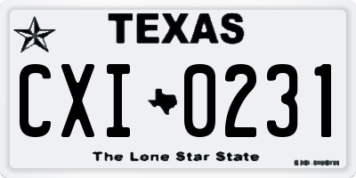 TX license plate CXI0231