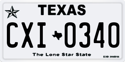 TX license plate CXI0340