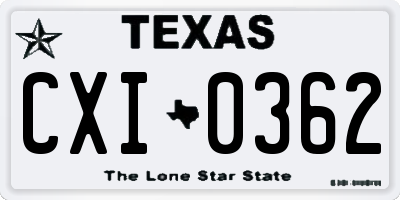 TX license plate CXI0362