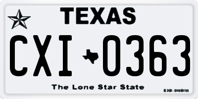 TX license plate CXI0363